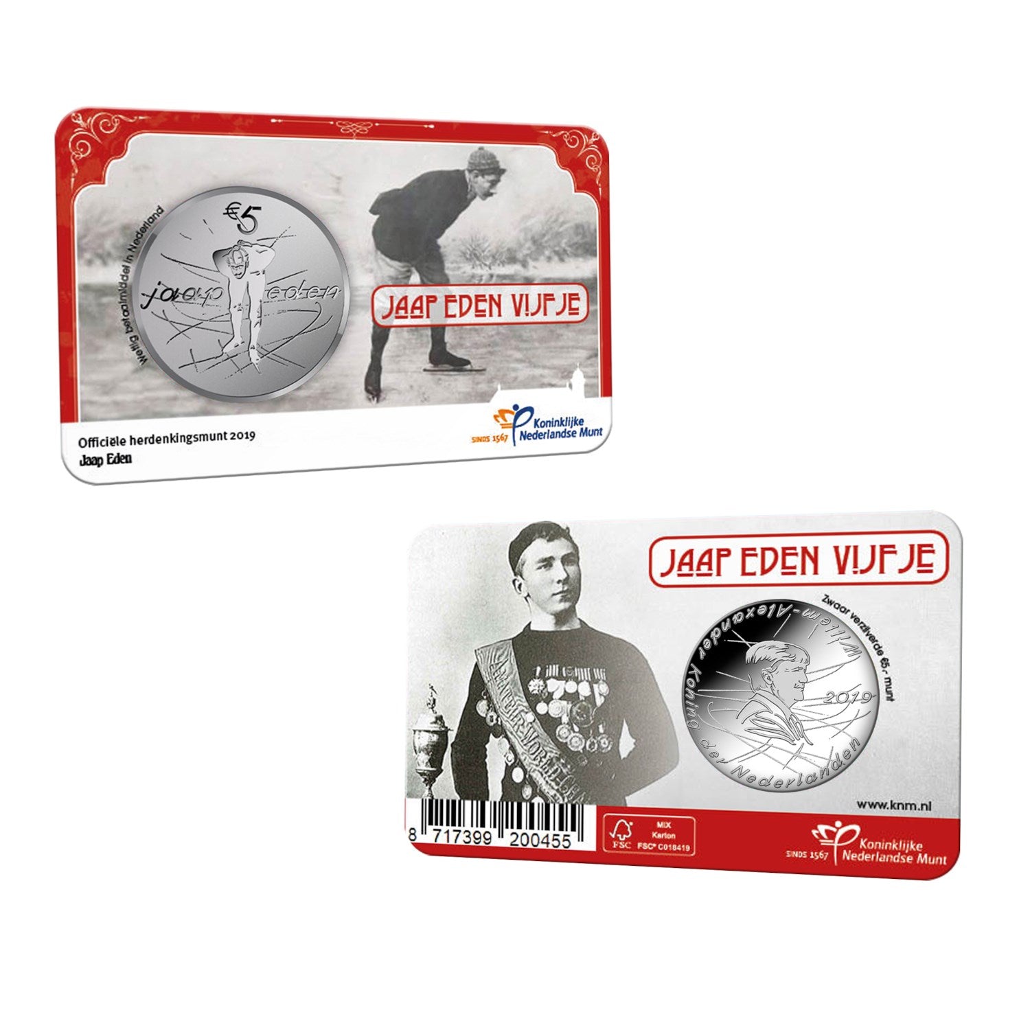 2019 - Nederland 5 Euro Coincard - Jaap Eden - UNC