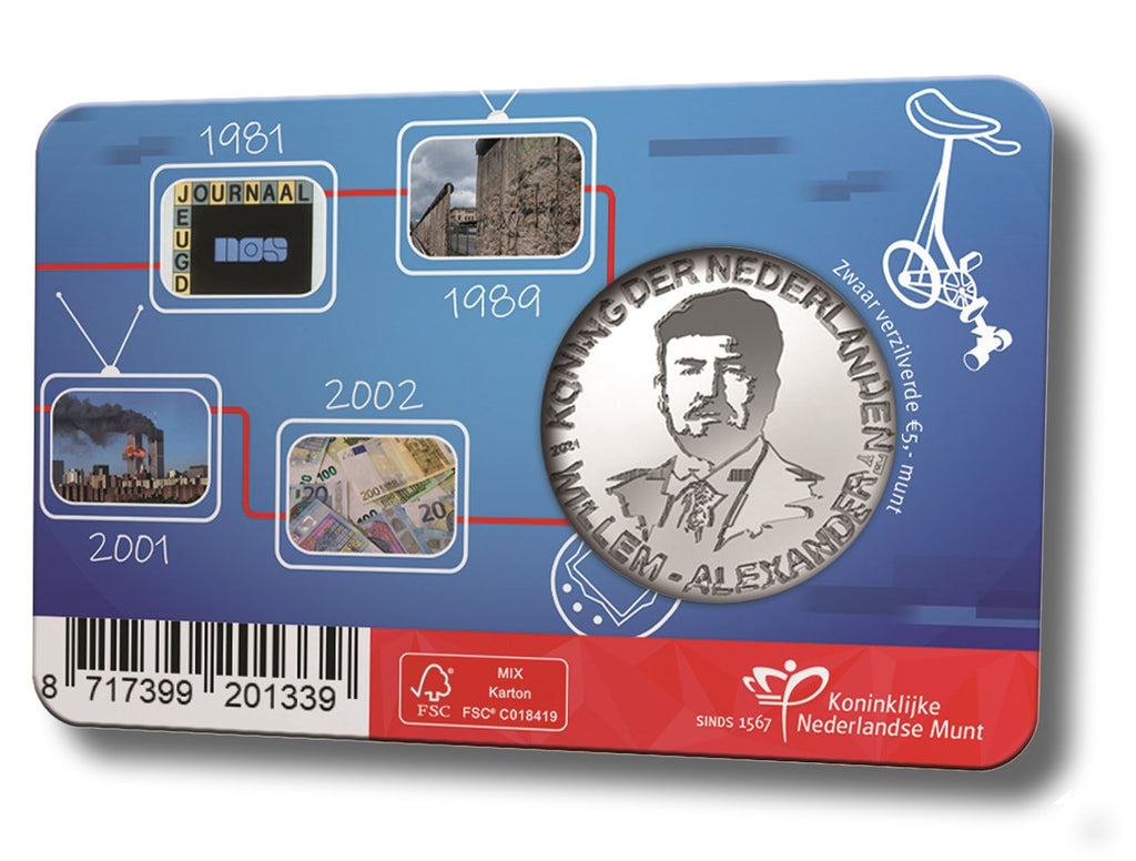 2021 - Nederland 5 Euro Coincard - 40 Jaar NOS Jeugdjournaal - UNC