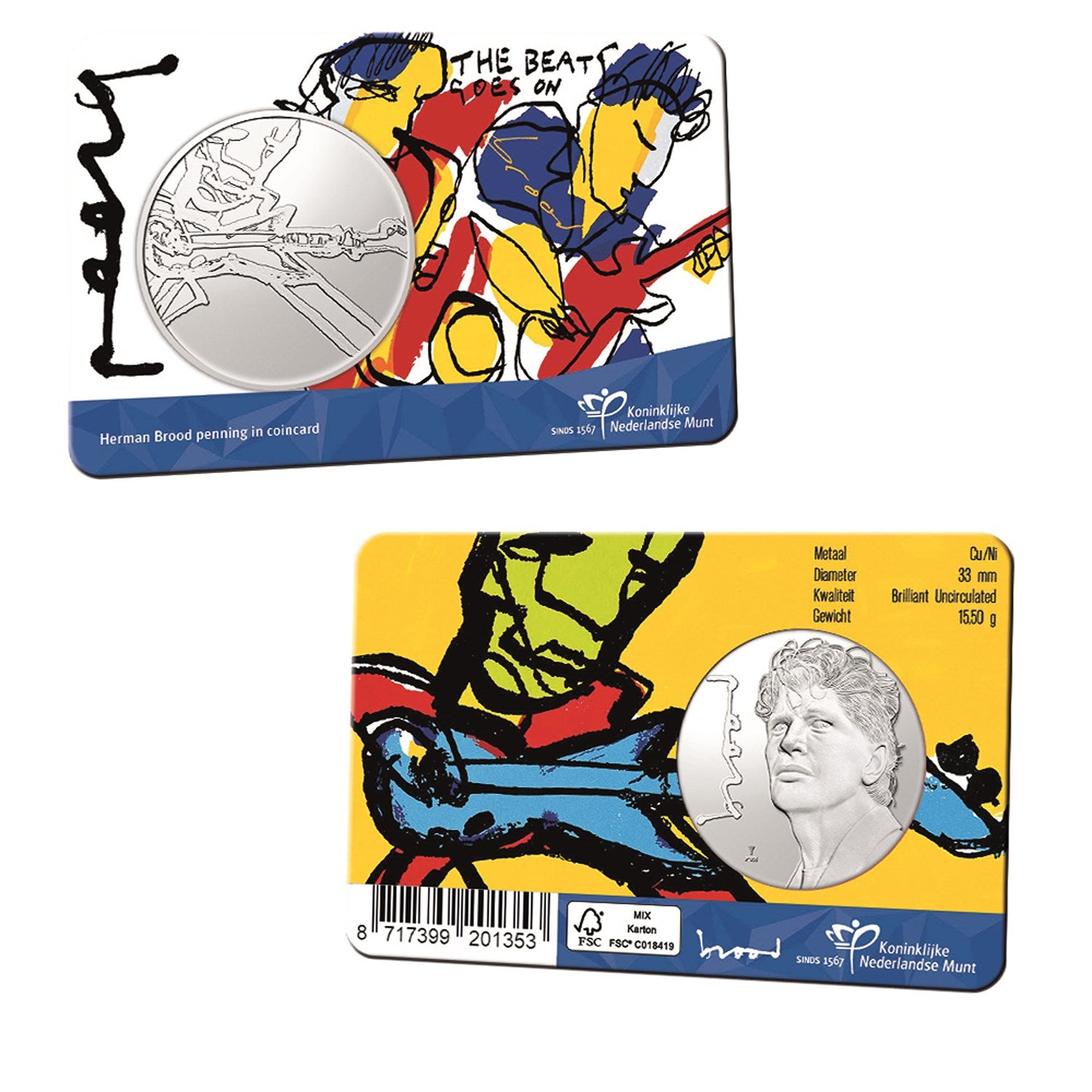 2021 - Nederland Penning Card - Herman Brood - 75 Jaar - BU