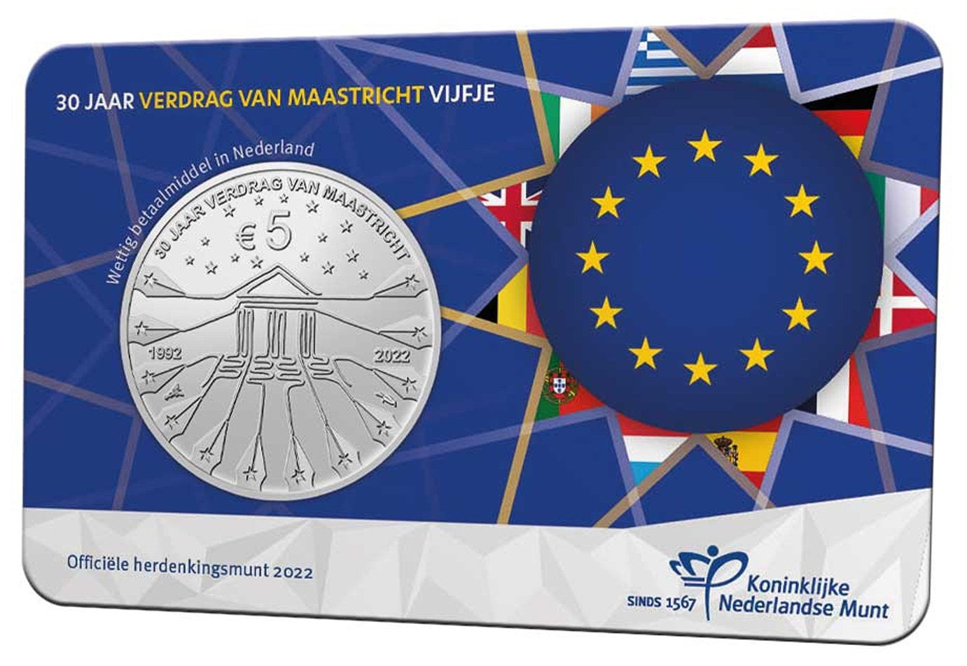 2022 - Nederland 5 Euro Coincard - Verdrag van Maastricht - UNC