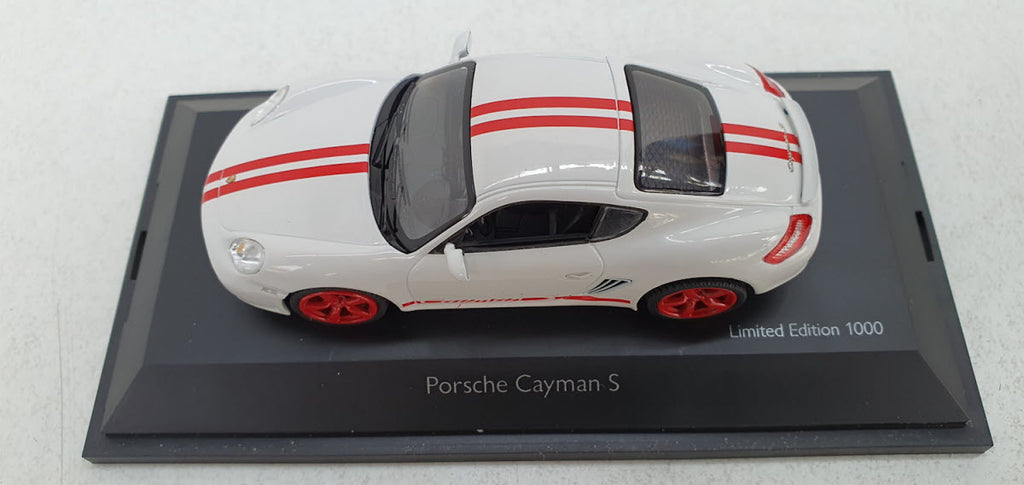 Schuco Porsche Cayman S Wit/Rood - Schaal 1:43