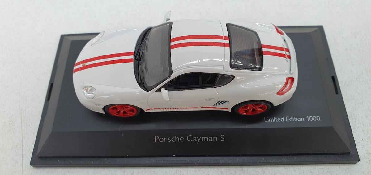 Schuco Porsche Cayman S Wit/Rood - Schaal 1:43