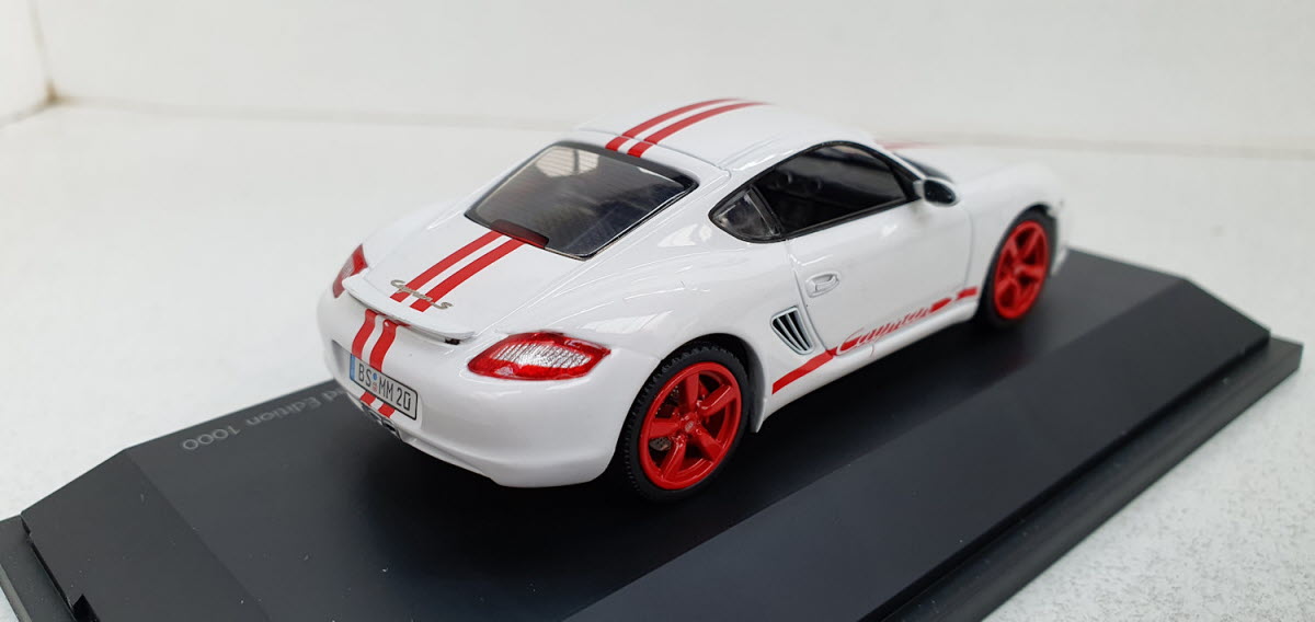 Schuco Porsche Cayman S Wit/Rood - Schaal 1:43