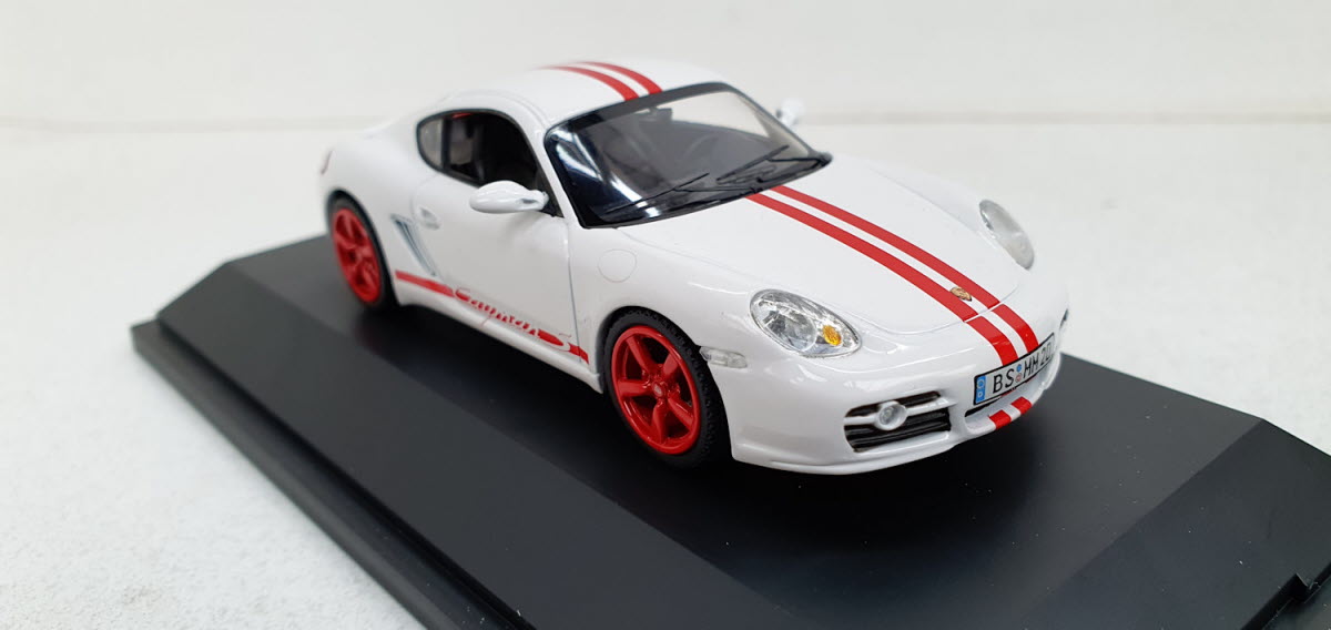 Schuco Porsche Cayman S Wit/Rood - Schaal 1:43