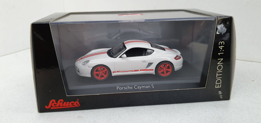 Schuco Porsche Cayman S Wit/Rood - Schaal 1:43