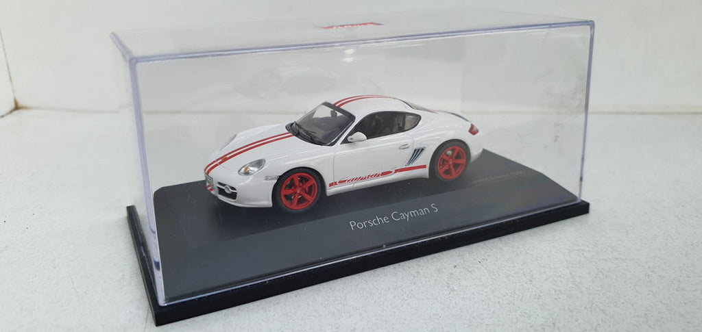 Schuco Porsche Cayman S Wit/Rood - Schaal 1:43