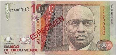 P-60s - Kaapverdië 1000 Escudos 1989 Unc Specimen