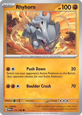 111/165 Rhyhorn - Scarlet & Violet 151 (MEW - ENG)