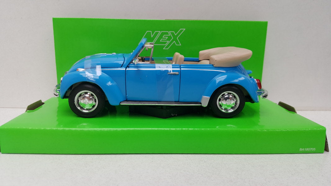 Welly: Volkswagen Kever Cabriolet Blauw 1975 - Schaal 1:24