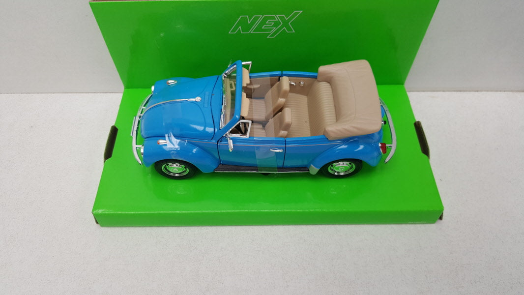 Welly: Volkswagen Kever Cabriolet Blauw 1975 - Schaal 1:24