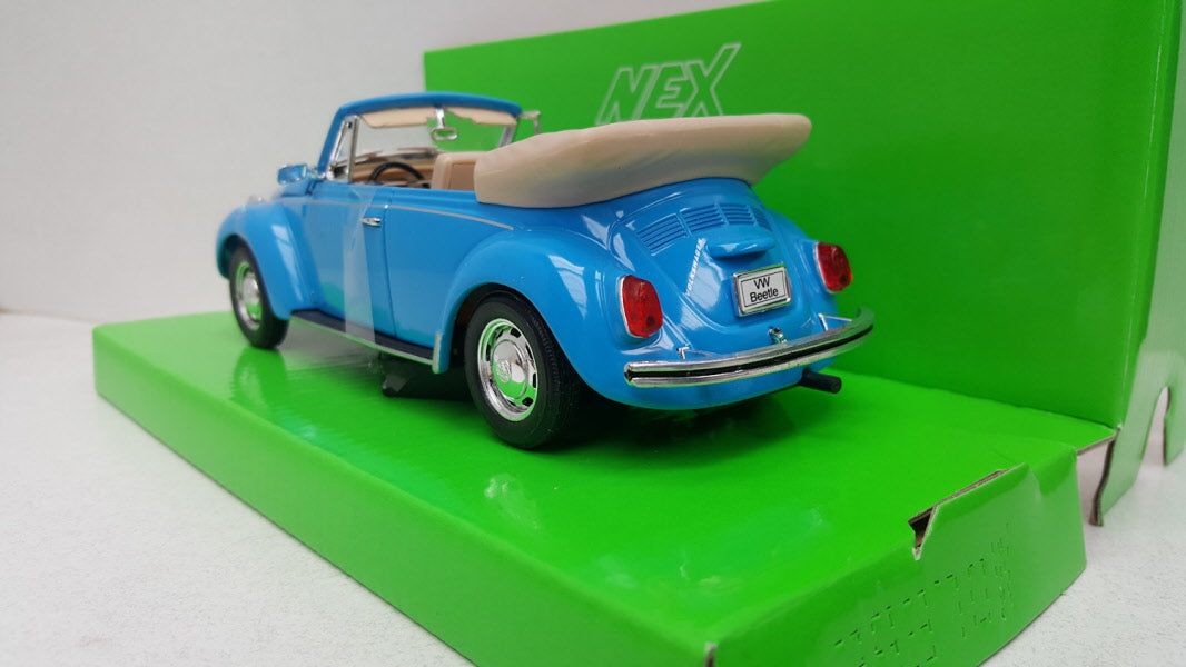 Welly: Volkswagen Kever Cabriolet Blauw 1975 - Schaal 1:24