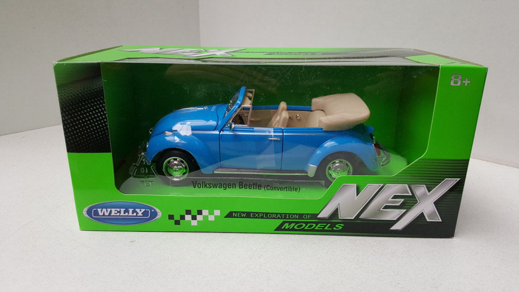 Welly: Volkswagen Kever Cabriolet Blauw 1975 - Schaal 1:24