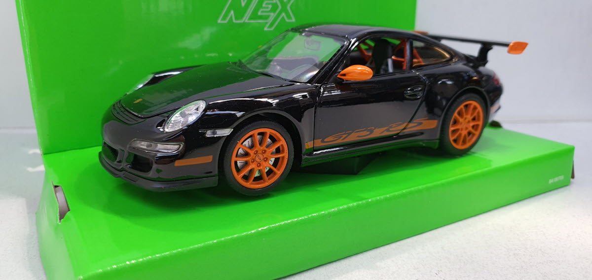 Porsche 911 (997) GT3 RS Zwart/Oranje 2006 Welly 1:24