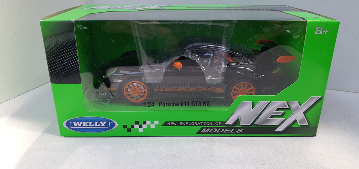 Porsche 911 (997) GT3 RS Zwart/Oranje 2006 Welly 1:24