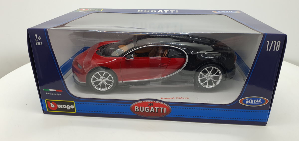 Bburago: Bugatti Chiron Sport Rood/Zwart - Schaal 1:18