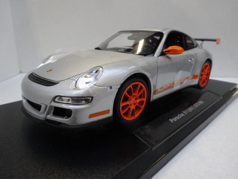Welly Porsche 911 (997) GT3 RS 2007 Silver/Orange - Schaal 1:18