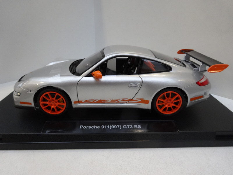 Welly Porsche 911 (997) GT3 RS 2007 Silver/Orange - Schaal 1:18
