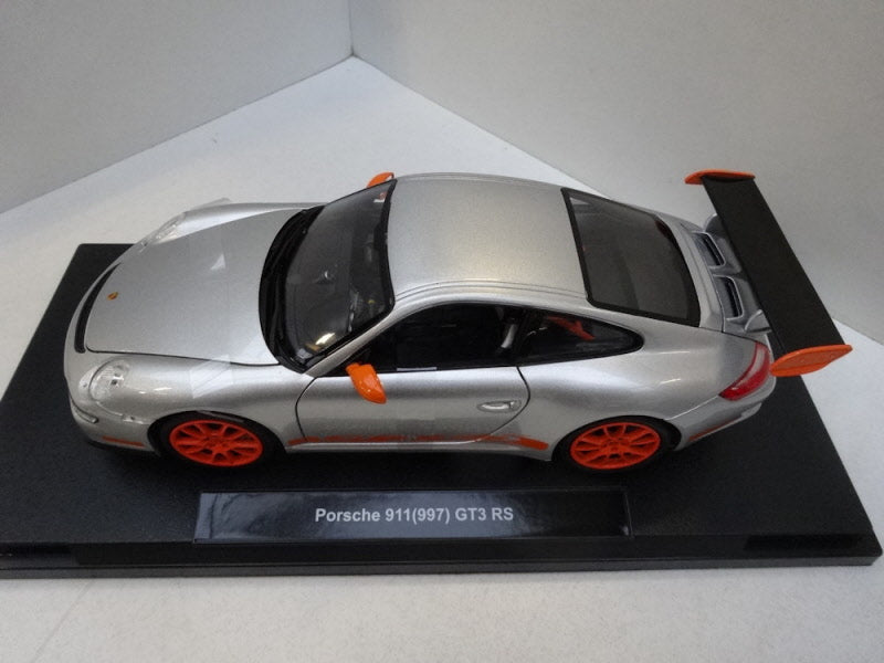 Welly Porsche 911 (997) GT3 RS 2007 Silver/Orange - Schaal 1:18