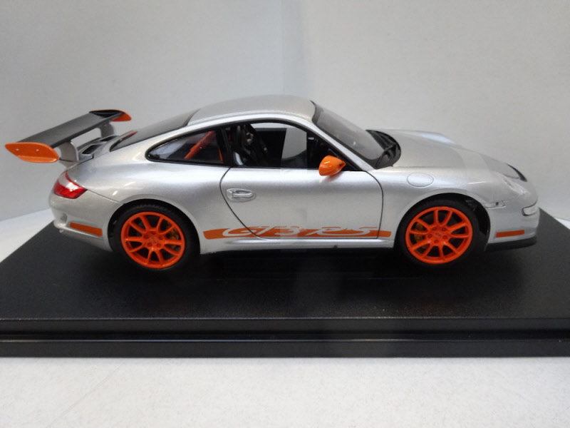 Welly Porsche 911 (997) GT3 RS 2007 Silver/Orange - Schaal 1:18