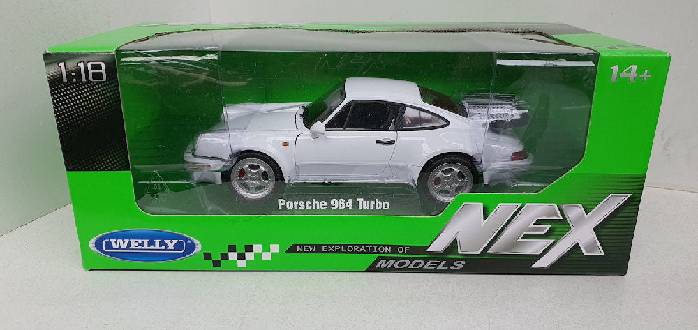 Welly: Porsche 911 (964) Turbo Wit - Schaal 1:18
