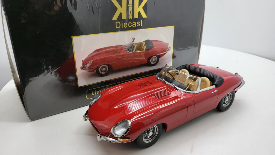Jaguar E-Type Serie 1 Cabriolet Rood 1961 - KK-Scale 1:18