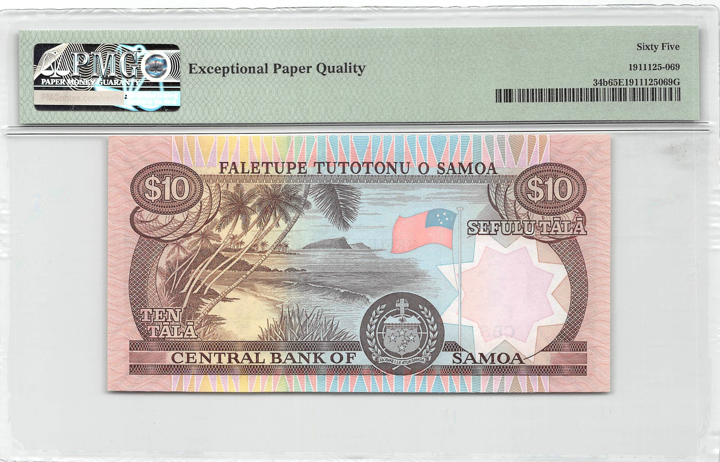 P-34b Samoa 10 Tala 2002 Unc PMG 65 EPQ