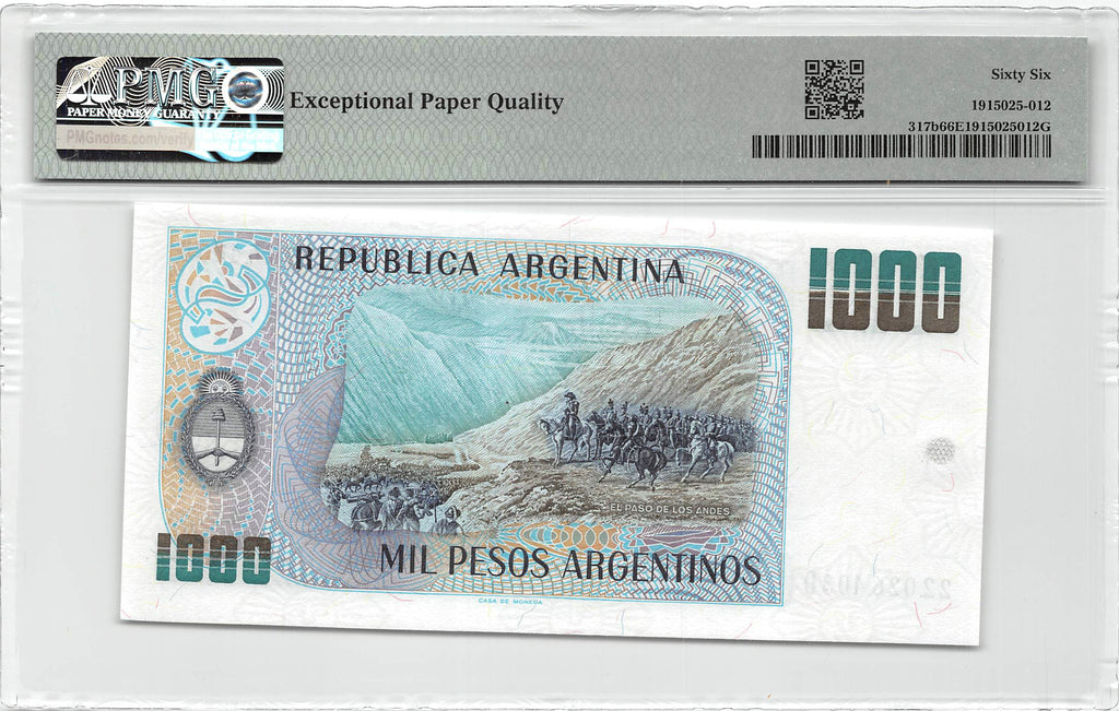 P-317b - Argentina 1000 Pesos Argentinos 1984 Unc PMG 66 EPQ