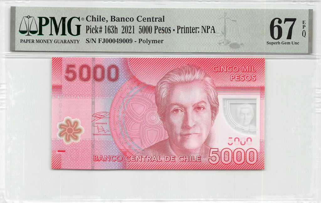 P-163h.2 - Chile 5000 Pesos 2021 Unc PMG 67 EPQ