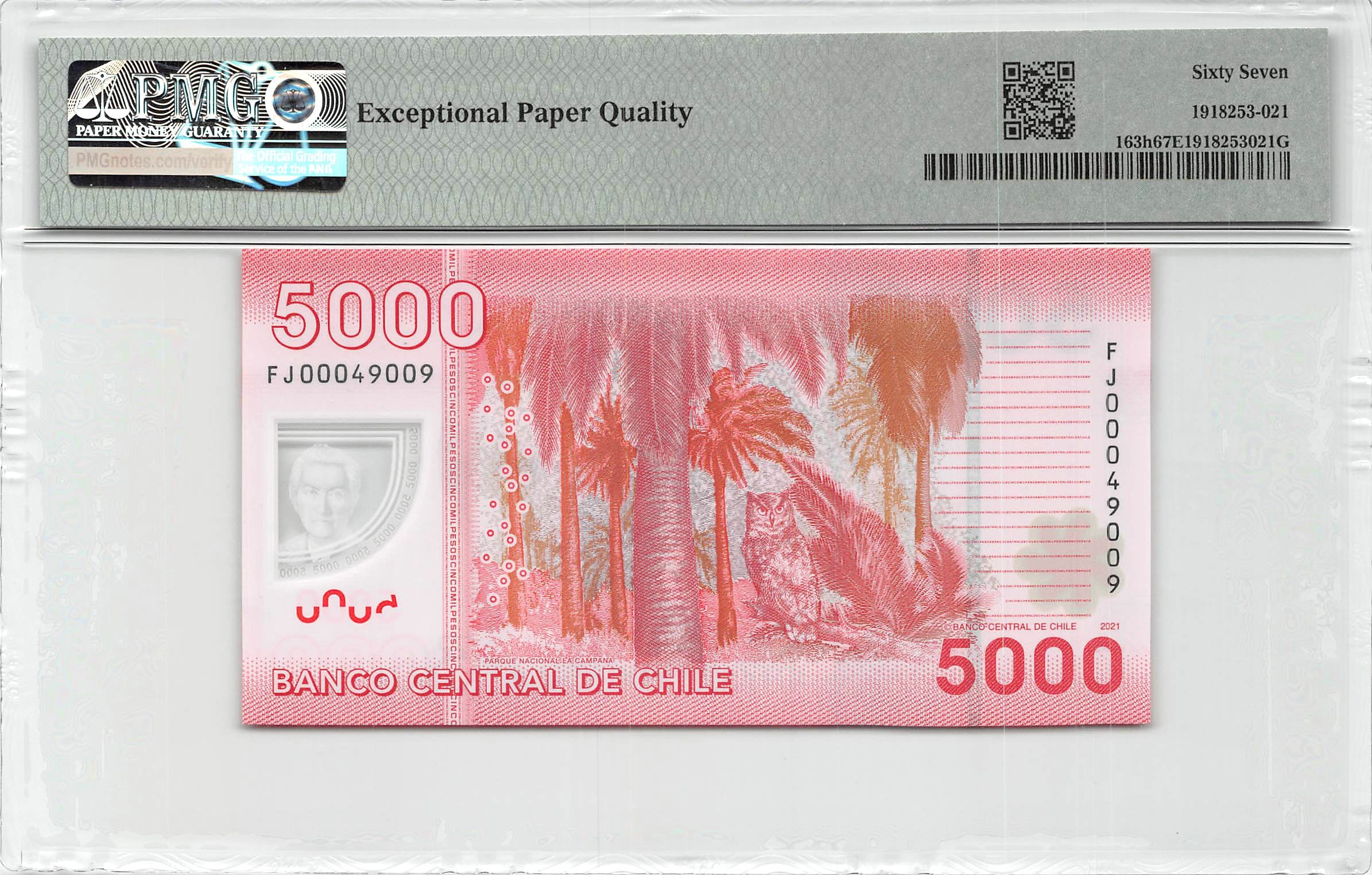 P-163h.2 - Chile 5000 Pesos 2021 Unc PMG 67 EPQ