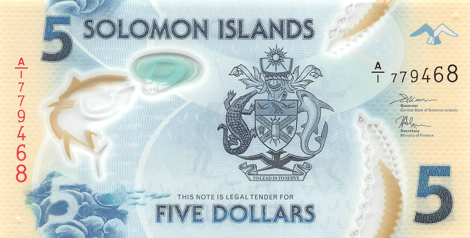 P-038a Solomon Islands 5 Dollars 2019 Unc Polymer