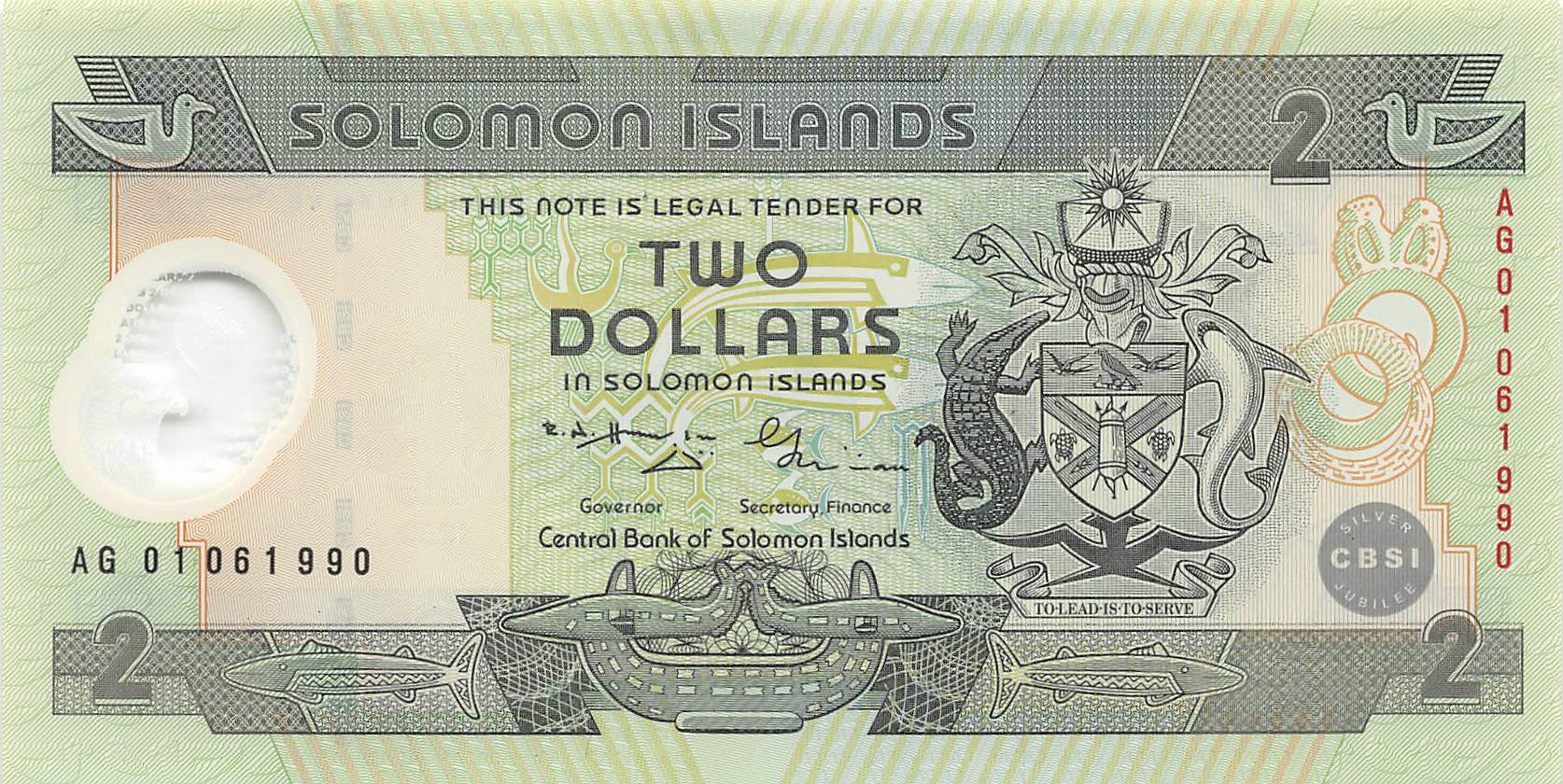 P-023a Solomon Islands 2 Dollars 2001 Polymer Unc