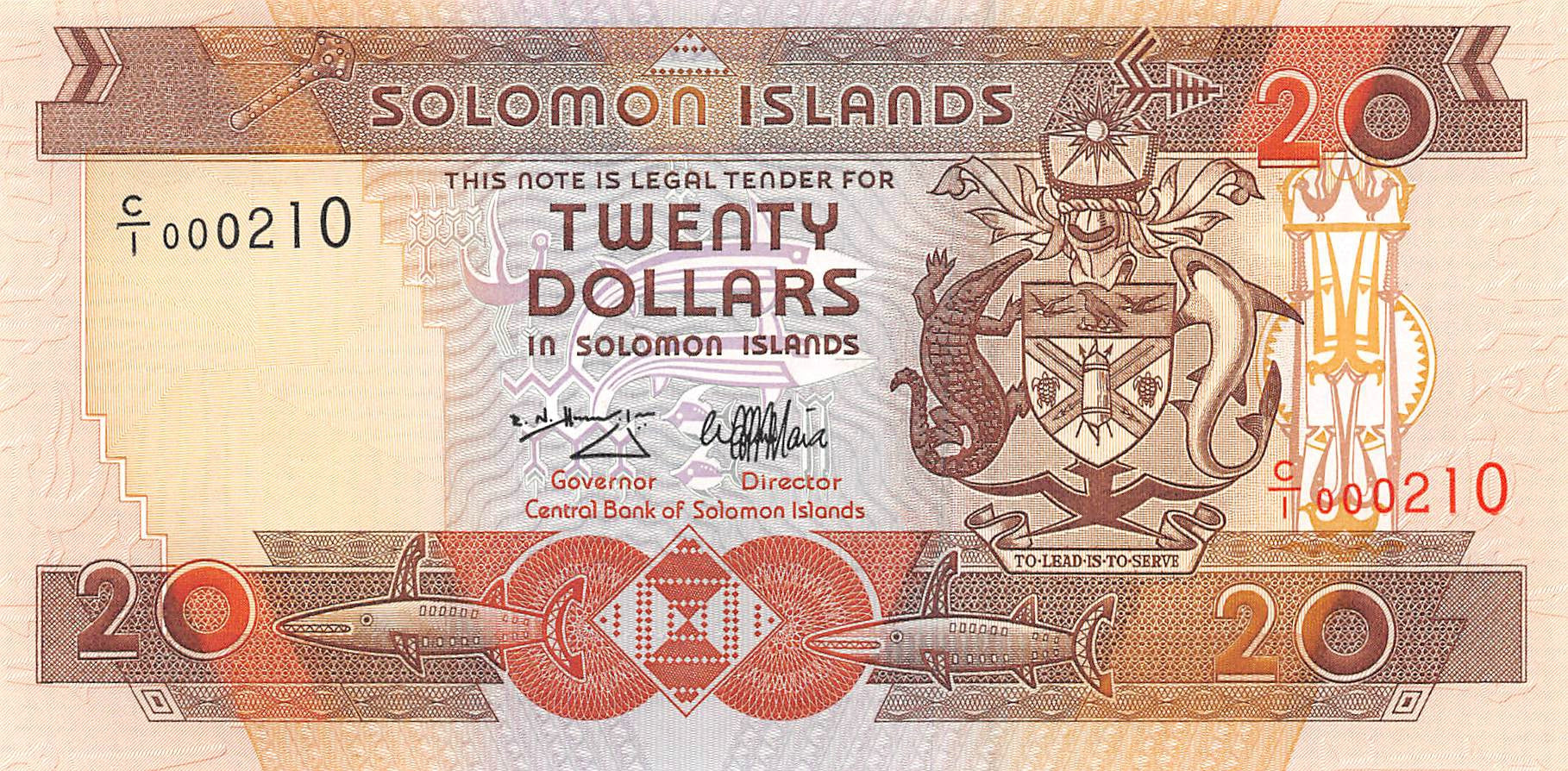 P-021a Solomon Islands 20 Dollars 1996 Unc