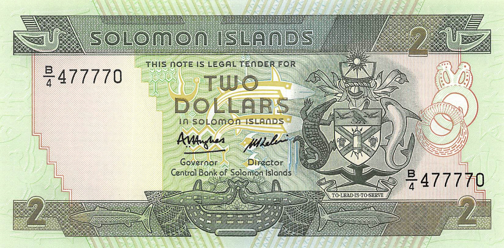 P-013a Solomon Islands 2 Dollars 1986 Unc