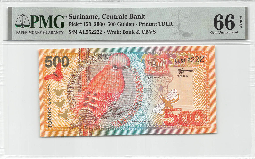 P-150 Suriname 500 Gulden 2000 Unc PMG 66 EPQ