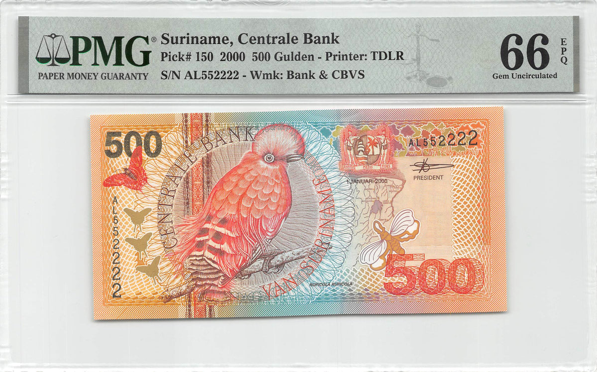 P-150 Suriname 500 Gulden 2000 Unc PMG 66 EPQ