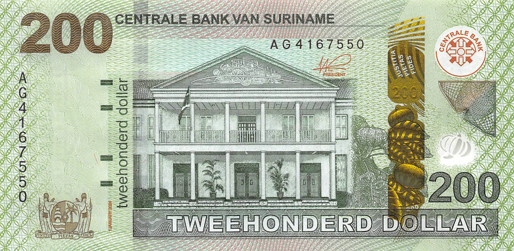 P-168 Suriname 200 Dollars 2024 Unc