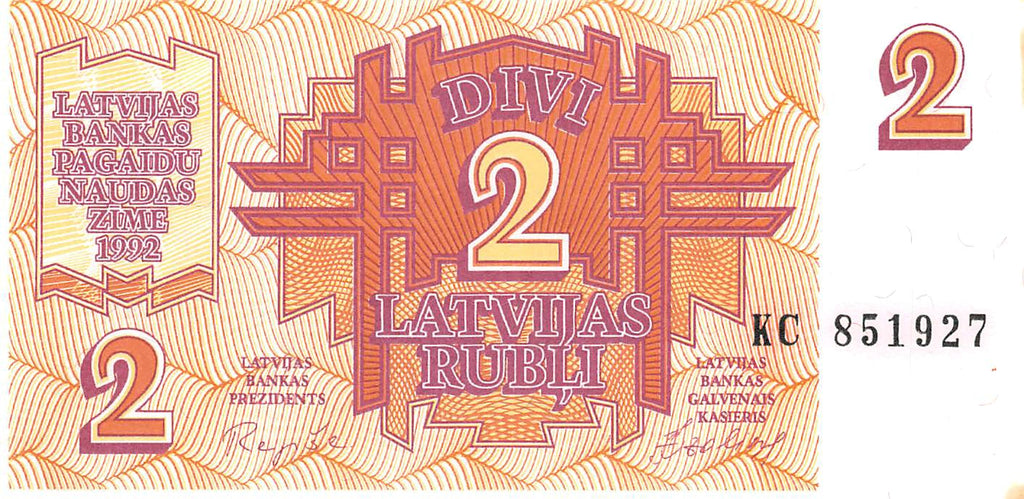 P-036a Letland 2 Latvian Rubli 1992 Unc