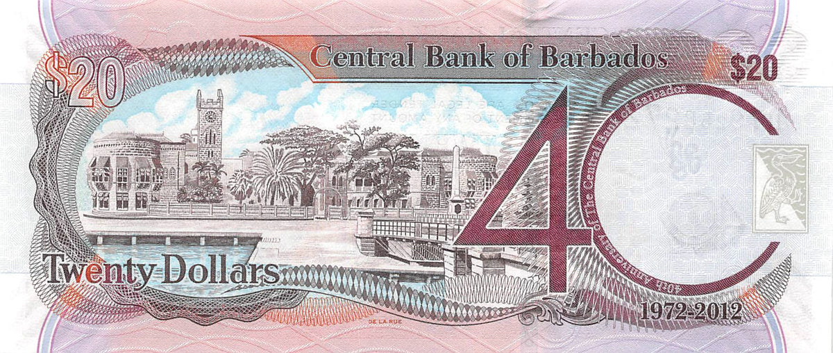 P-072a Barbados 20 Dollars 2012 Unc 40 Years