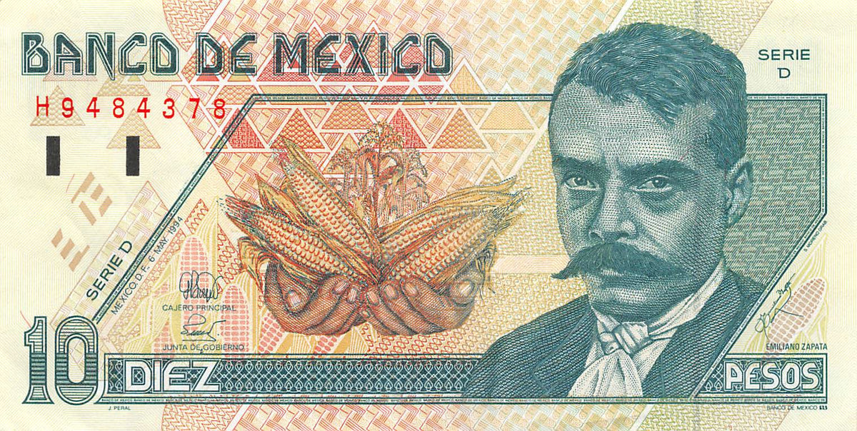P-105a Mexico 10 Pesos 1994 Xf
