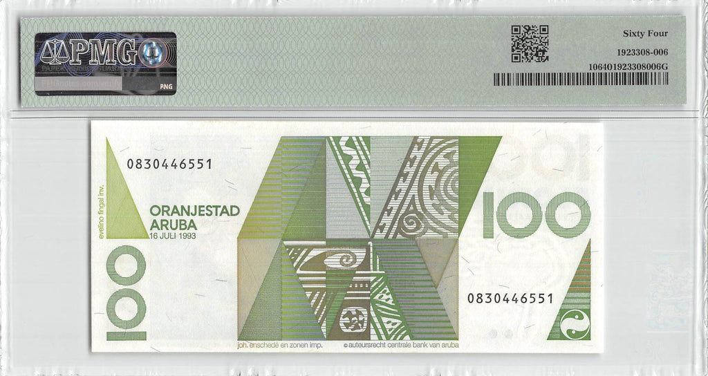 P-10 - Aruba 100 Florin 1993 Unc PMG 64