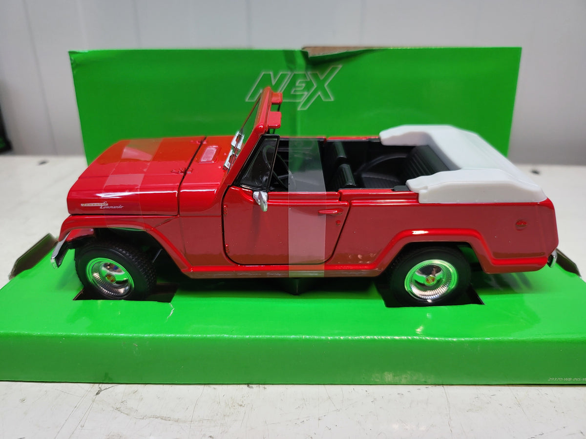 Welly Jeep Jeepster Commando Rood - Schaal 1:24
