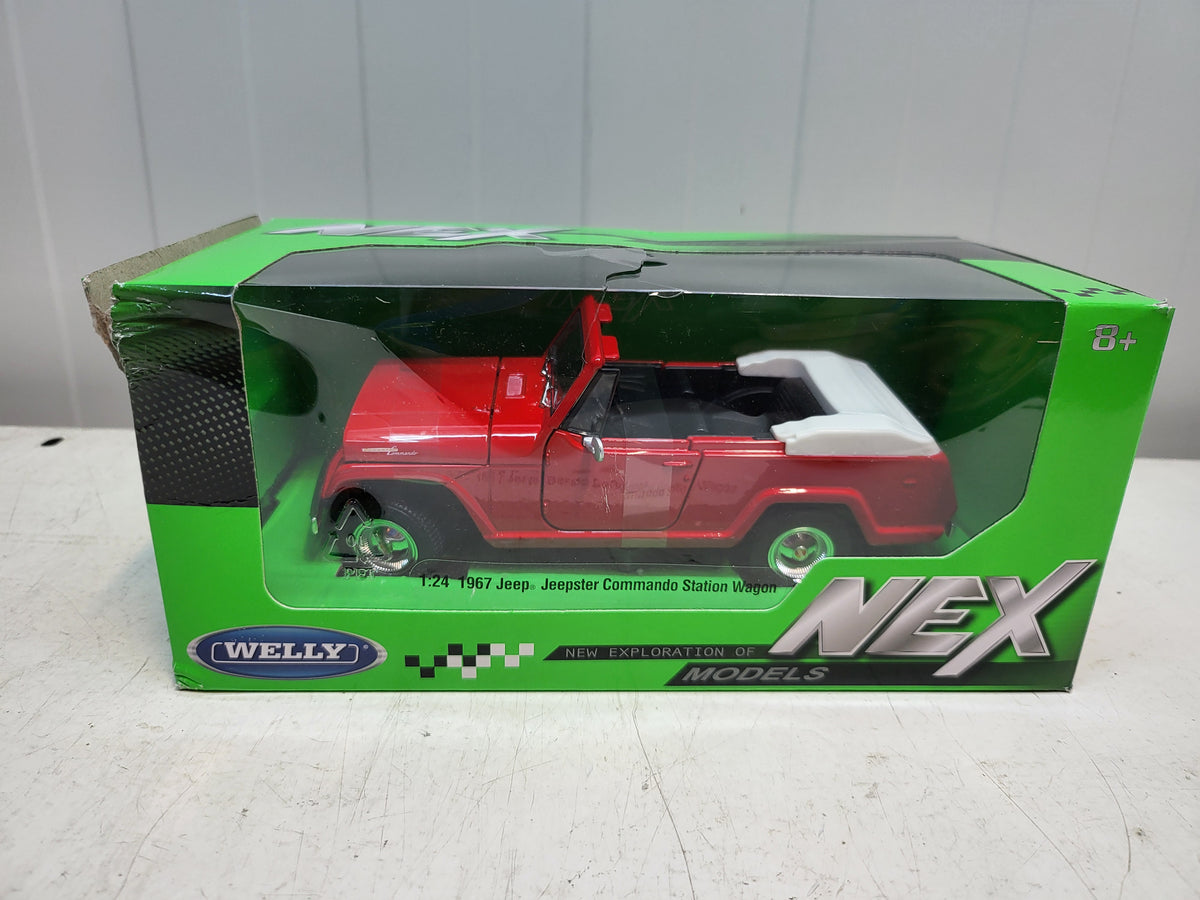 Welly Jeep Jeepster Commando Rood - Schaal 1:24