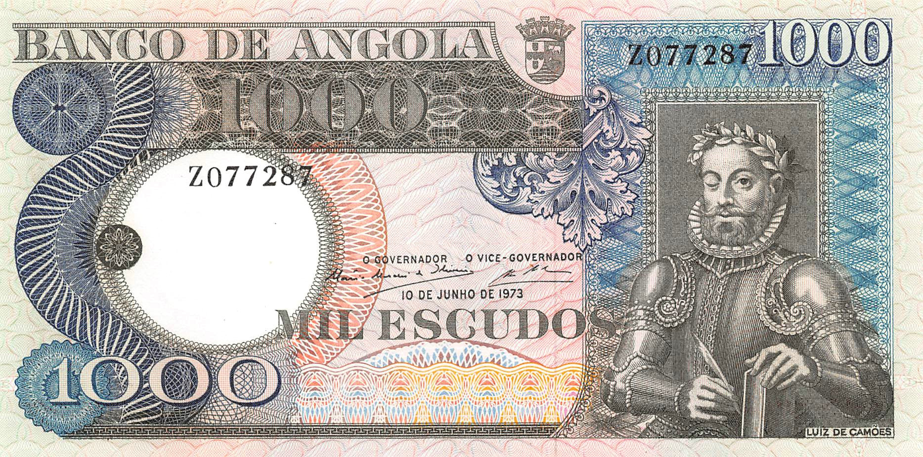 P-108r - Angola 1000 Escudos 1973 Unc Replacement