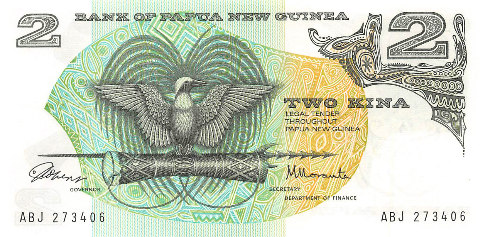 P-001a Papua New Guinea 2 Kina 1975 Unc