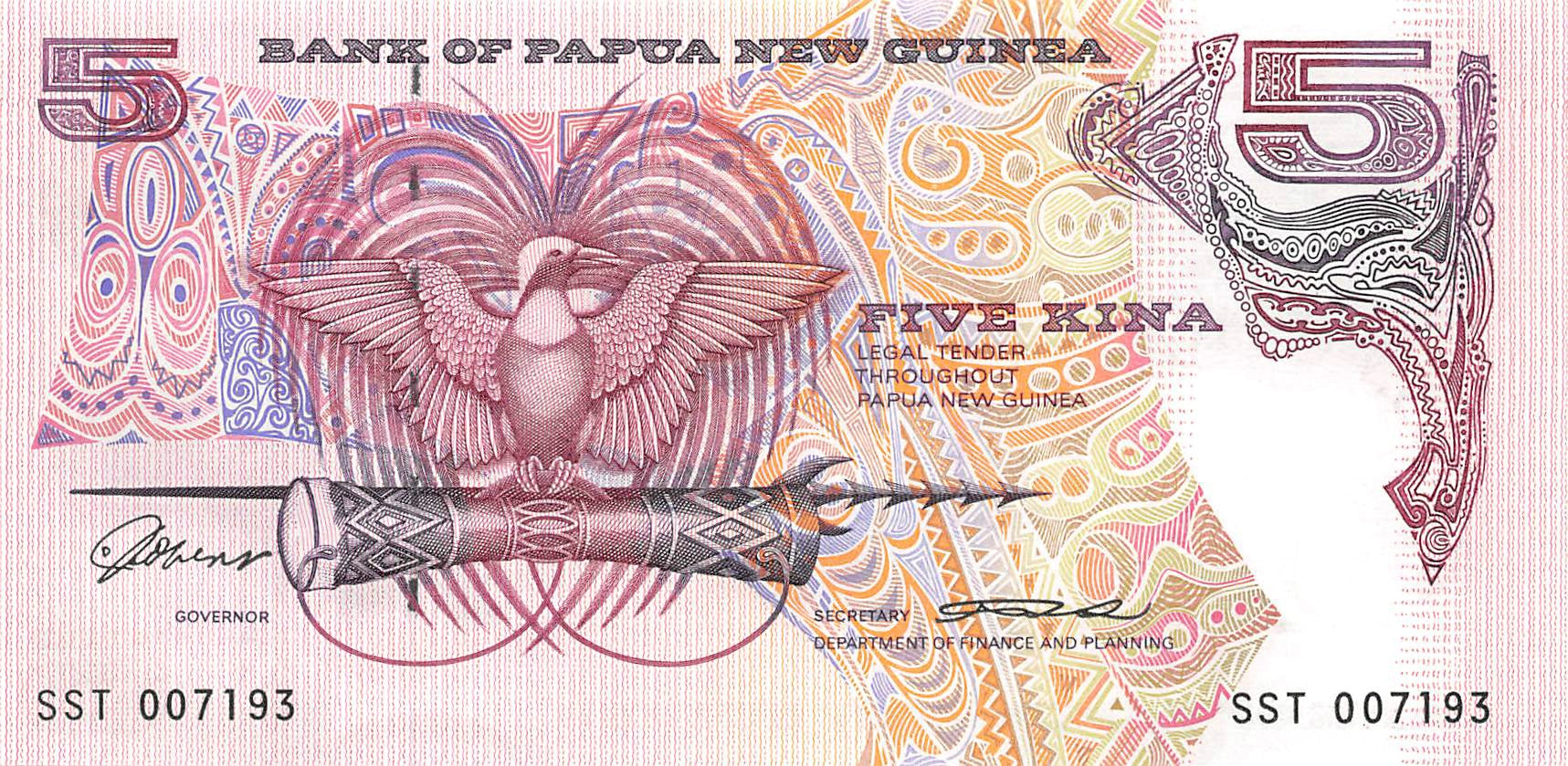 P-014a Papua New Guinea 5 Kina 1993 Unc