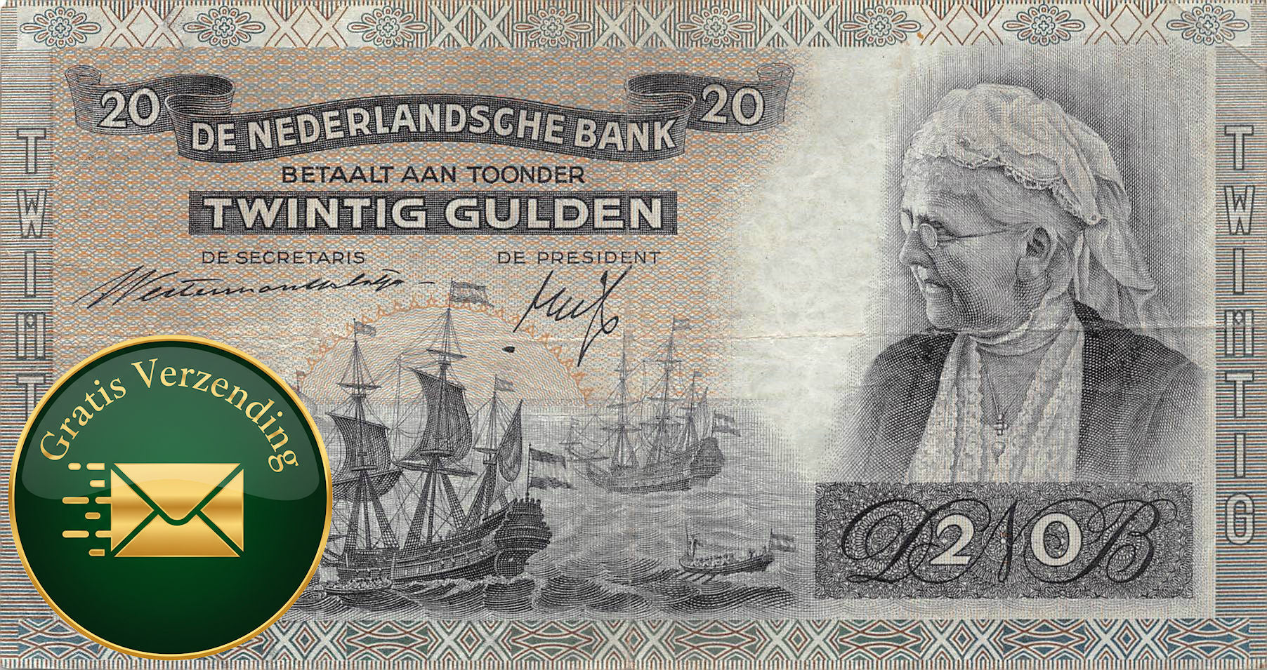 P-054a Nederland 20 Gulden 1940 Vf