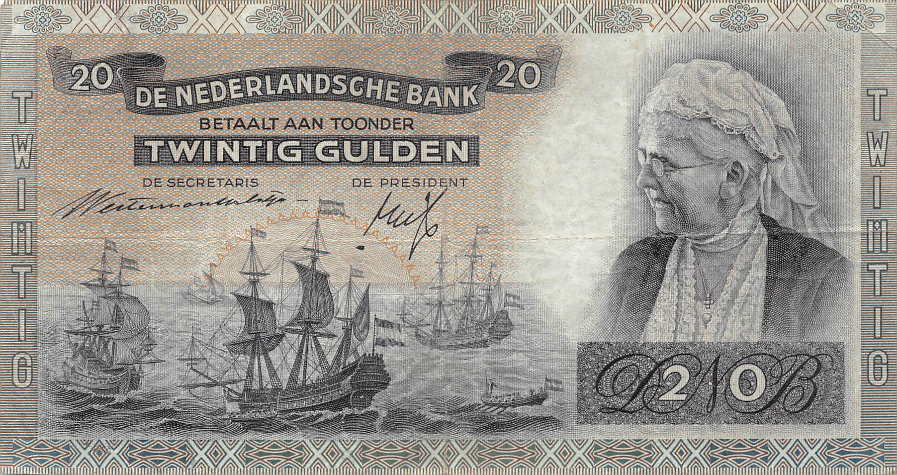 P-054a Nederland 20 Gulden 1940 Vf
