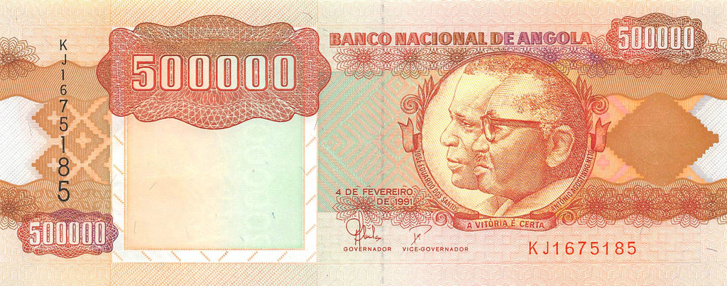 P-134a Angola 500.000 Kwansas 1991 Unc