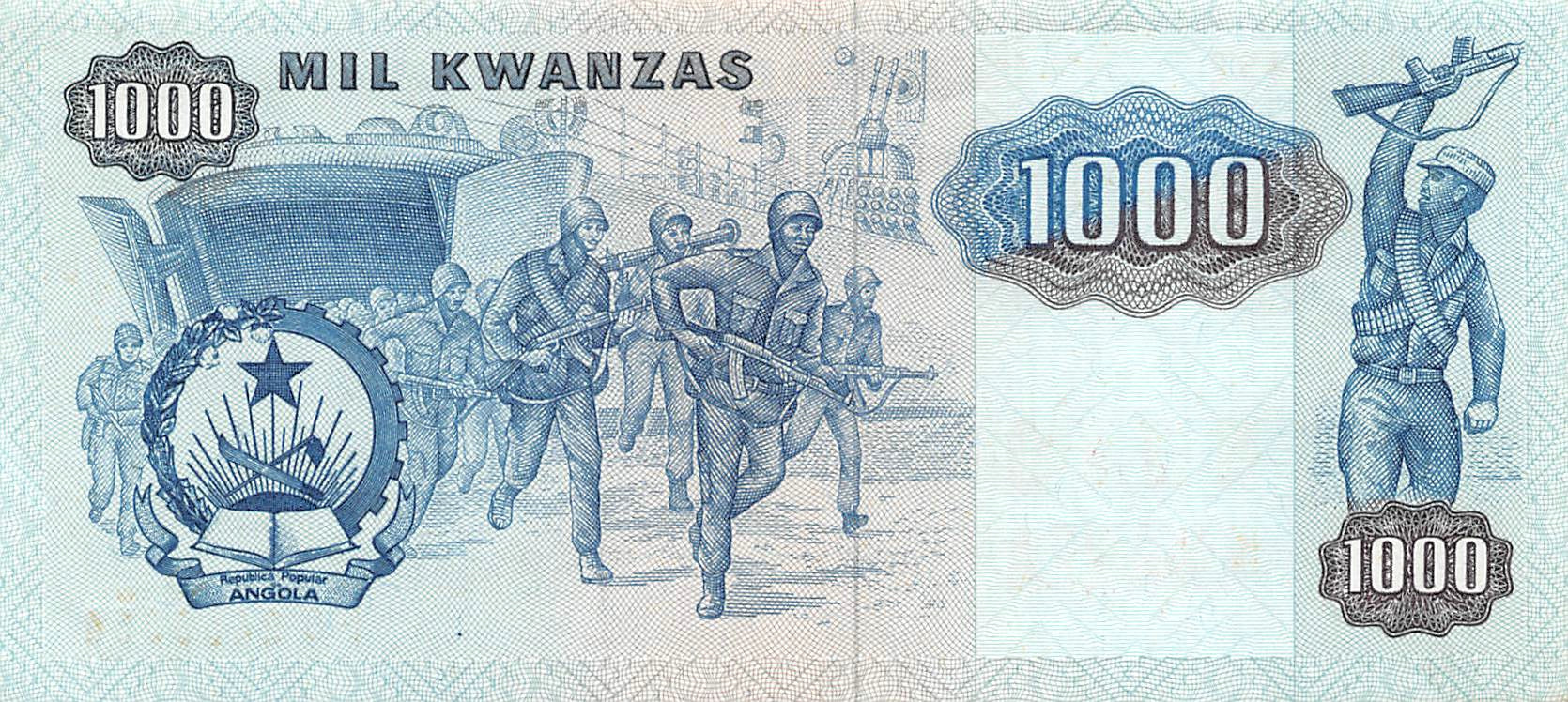 P-124 Angola 1000 Kwanzas 1987 Unc (Rare)