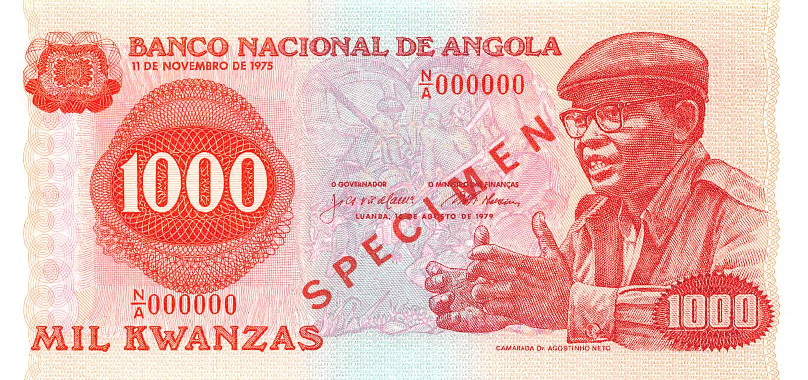 P-117s Angola 1000 Kwanzas 1979 Unc Specimen